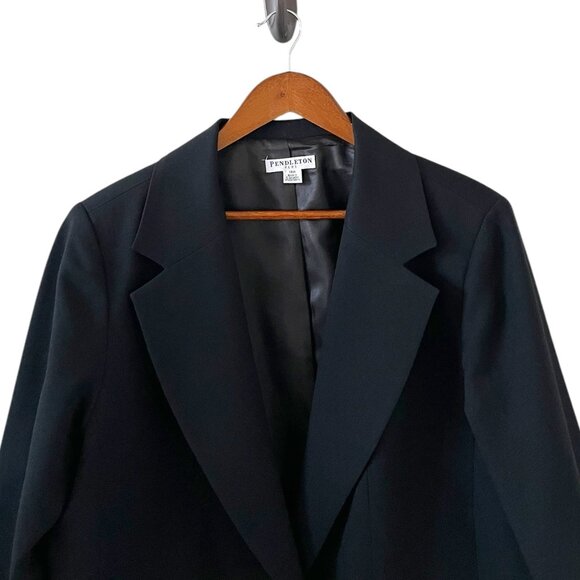 Pendleton 100% Wool Button Front Blazer In Black Size 18 - Picture 2 of 14